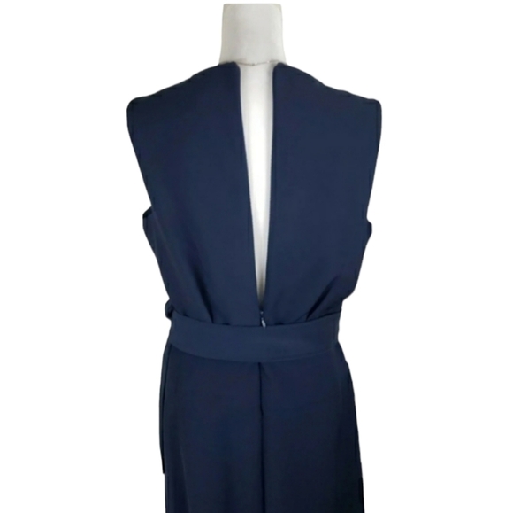 NEXT Tailoring~Woman Size 10 (UK 14)~Navy Blue Academia Belted Dress Fully Lined - Picture 6 of 13